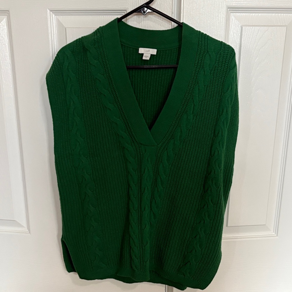 J. Jill Emerald V-Neck Cable Sweater vest